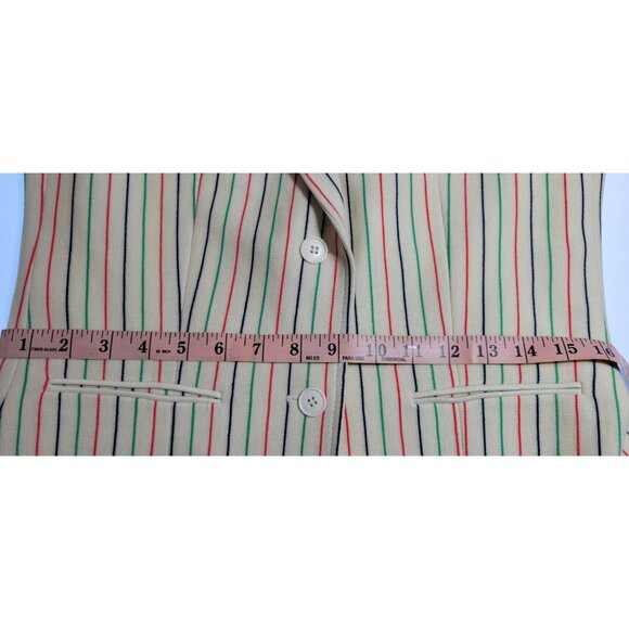 Vintage 80s Womens Size S Blazer Beige Stripped Open Jacket CHOICE by BUTTE - Picture 13 of 16